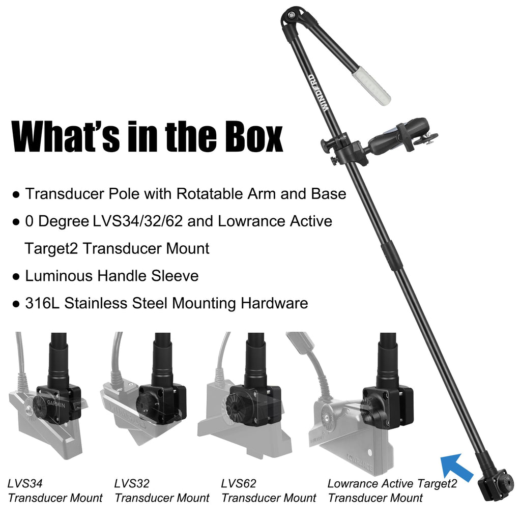 WINDFRD Livescope Transducer Pole Mount for Boat/Kayak, 4 in 1