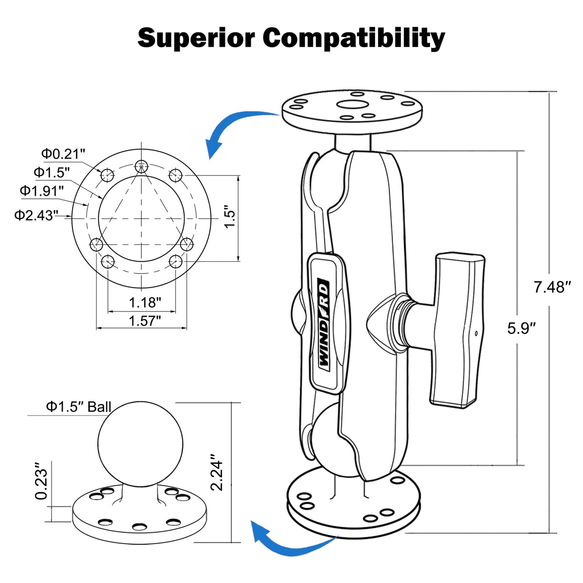 Heavy Duty Forklift Mount, Dual AMPS Plates Bracket