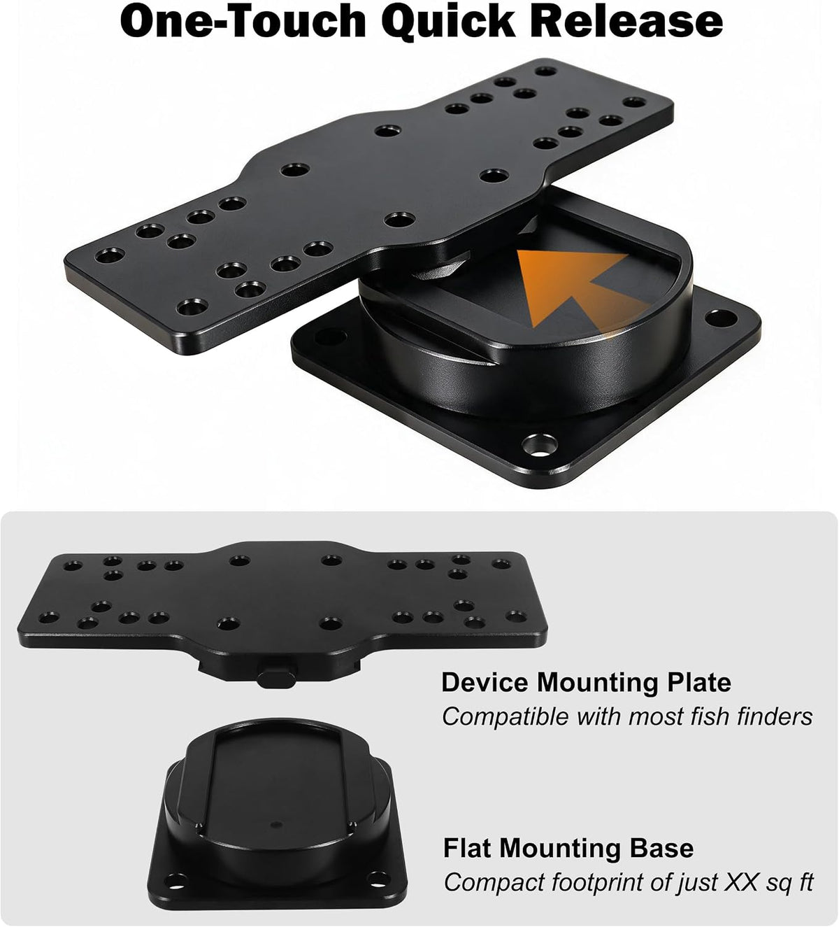 Quick Release Fish Finder Mount for Boat, Universal Aluminum Base