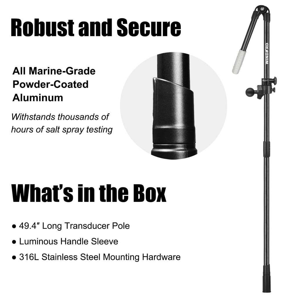 Universal Live Scope Transducer FFS Pole with 1.5" Ball, DIY Pole