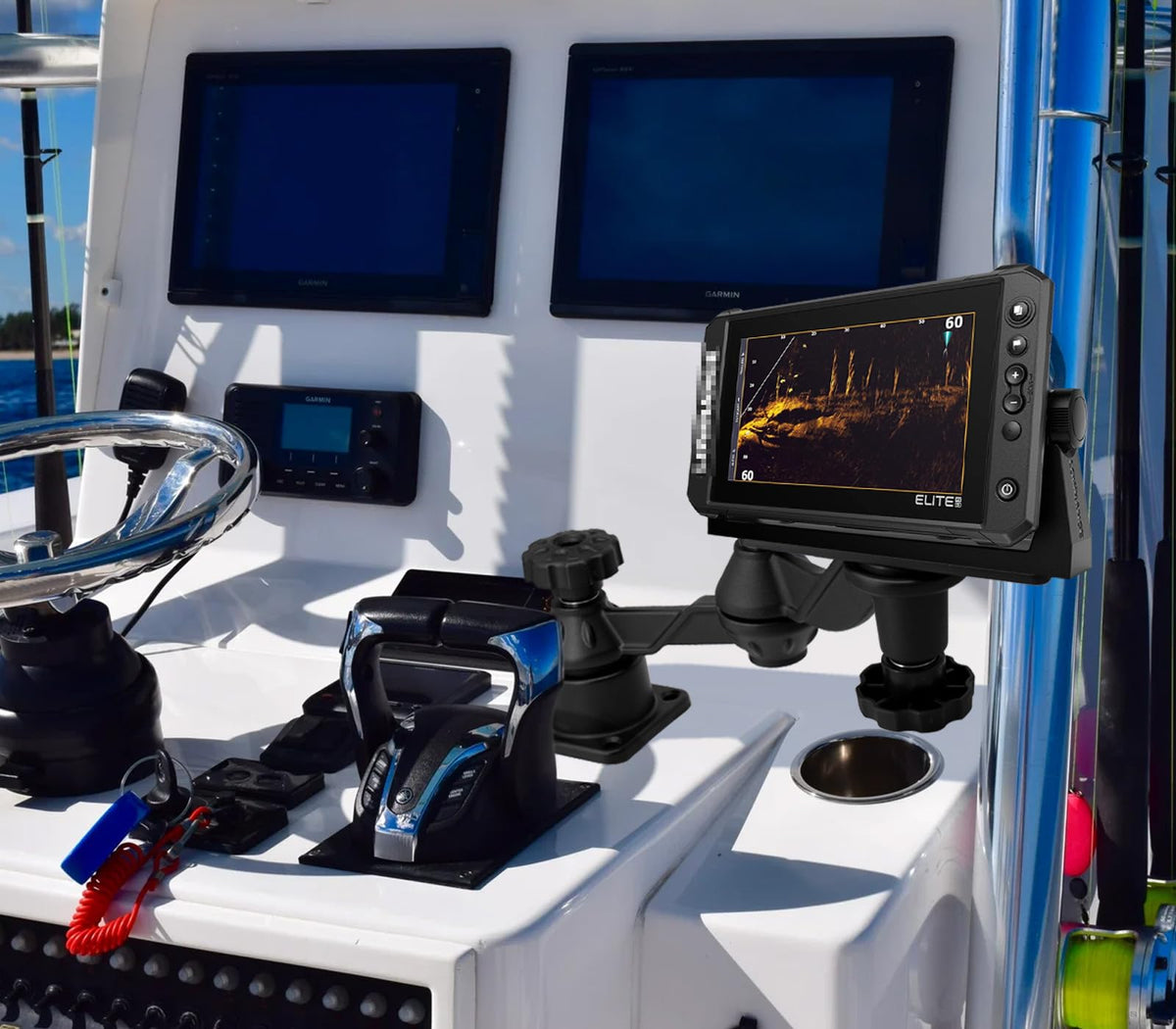Heavy Duty Fish Finder Mount for 7"-16" Screens, Dual-Joint Arm