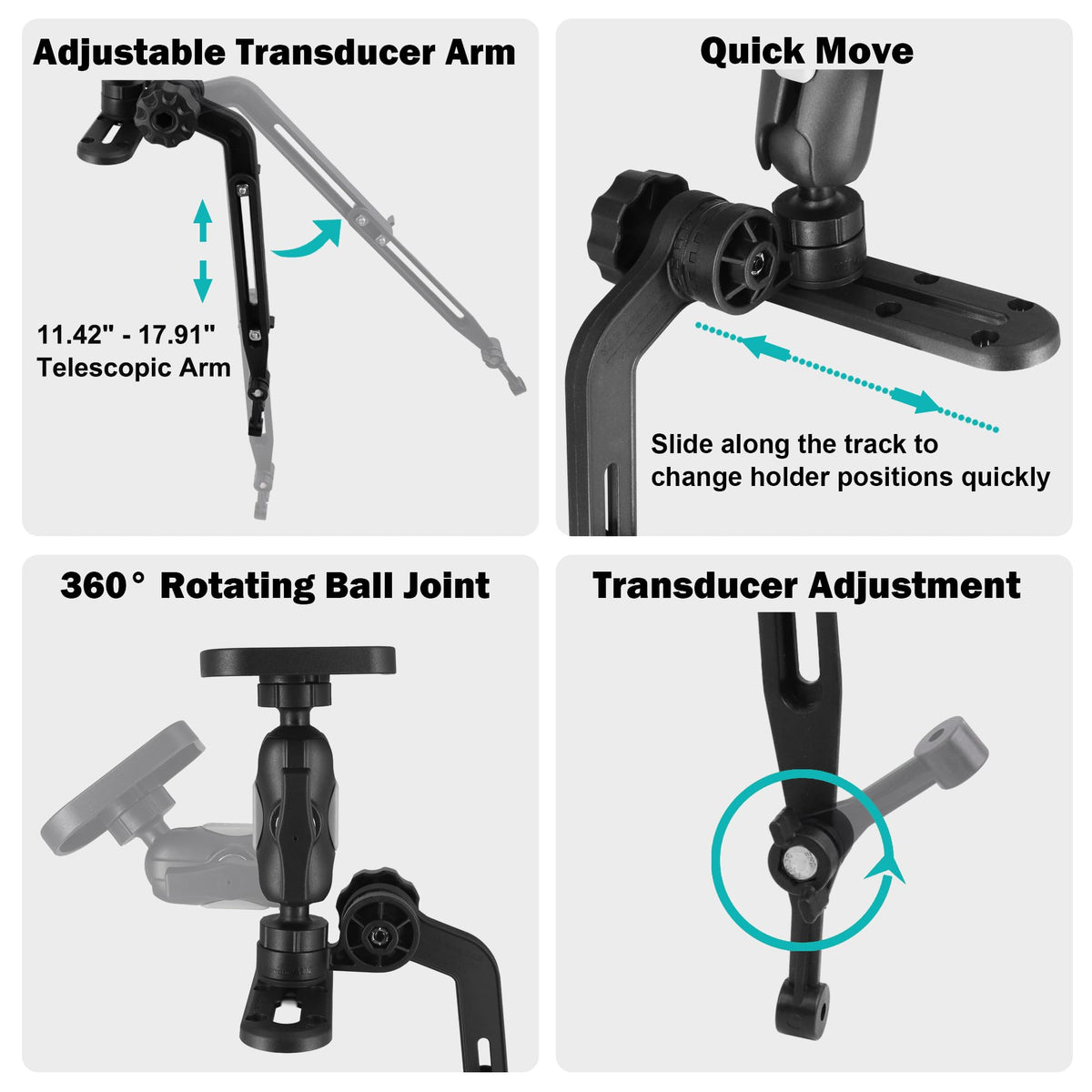 Kayak Fish Finder Mount with Transducer Arm, Boat Mount, Upgraded Version