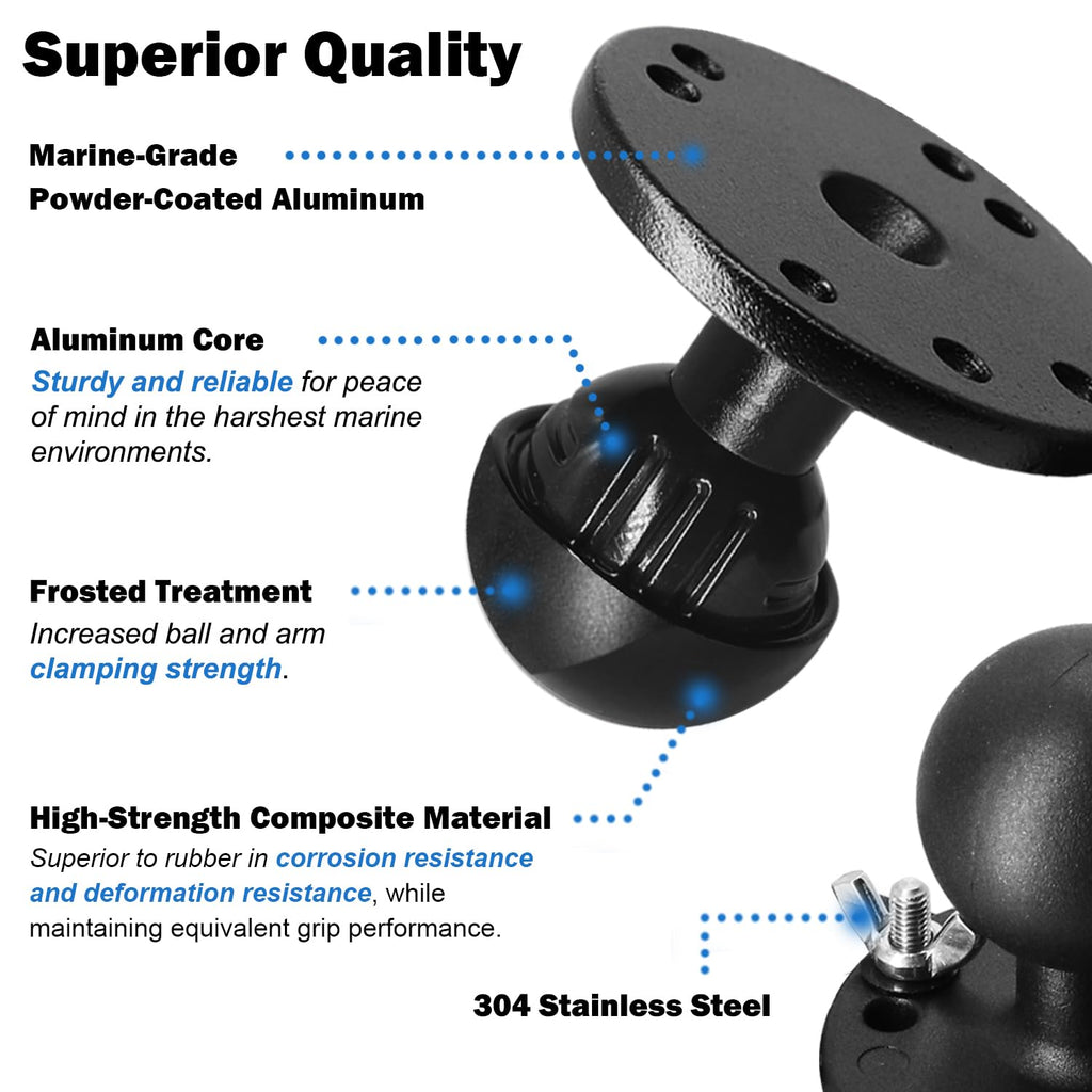 1.5 Inch AMPS Track Ball Mount Base with T-Bolt for Kayak