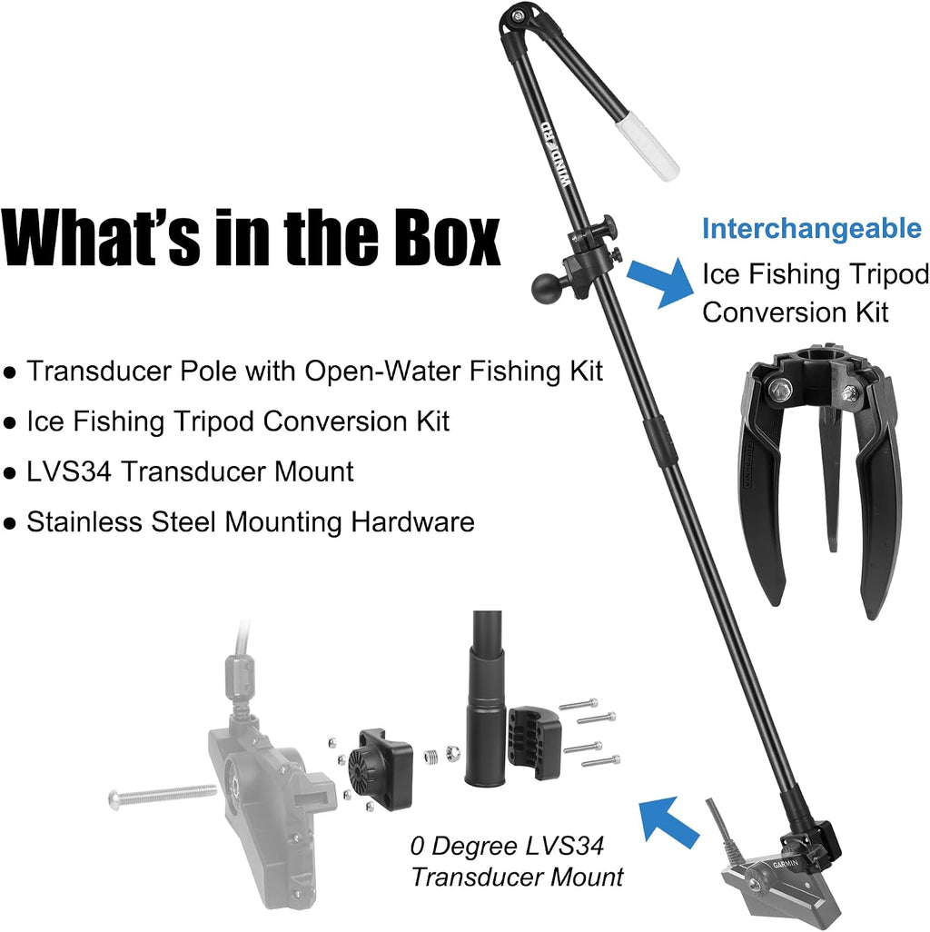 Live Sonar Scope Transducer Pole Mount Ice Tripod and Glow Handle