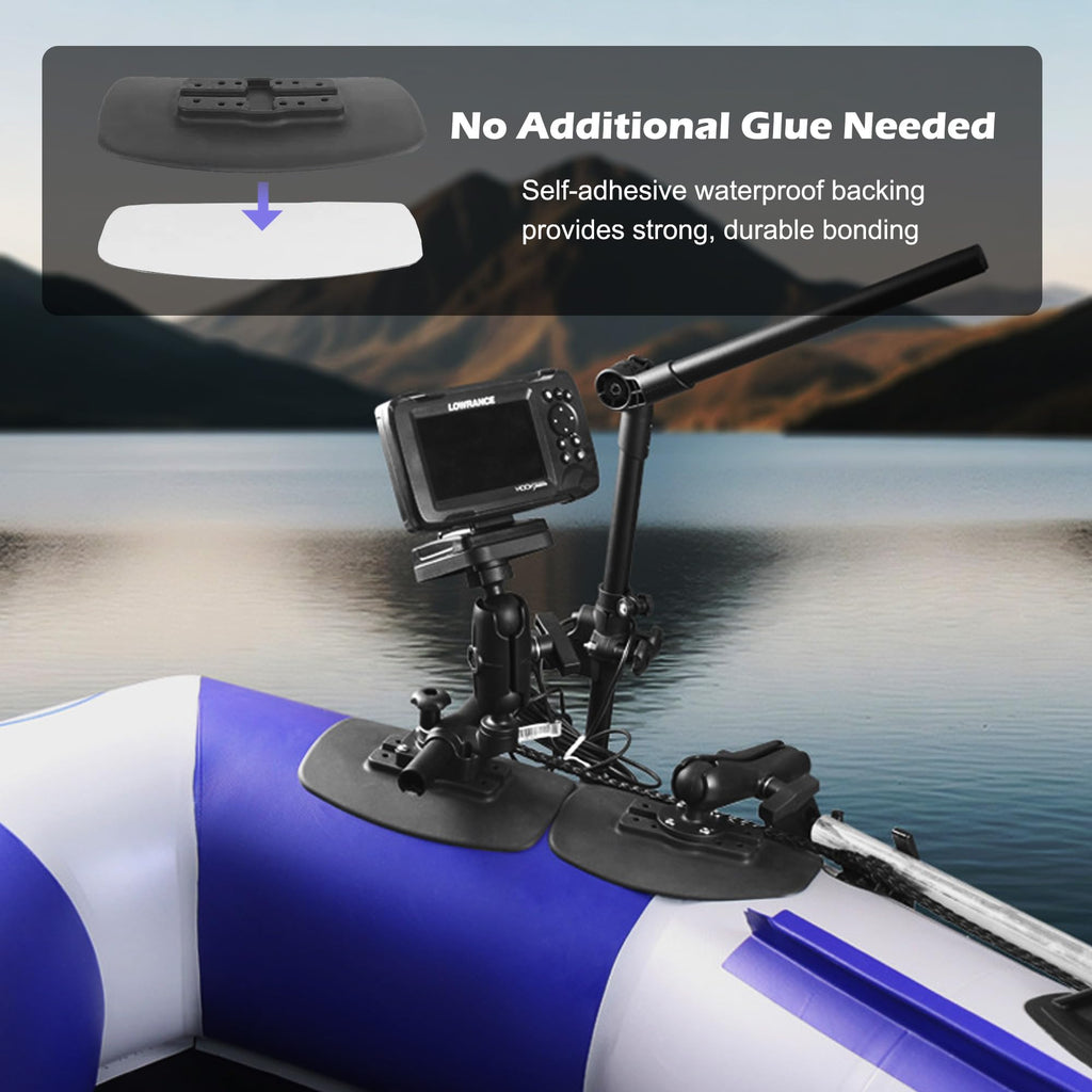 WINDFRD Self-Adhesive Industrial Rubber Pad for Inflatable Boat/Kayak/Paddle Board, Compatible with 1"/1.5" Ball Base and Kayak Track Accessories, No-Drill Fish Finder Mount Base