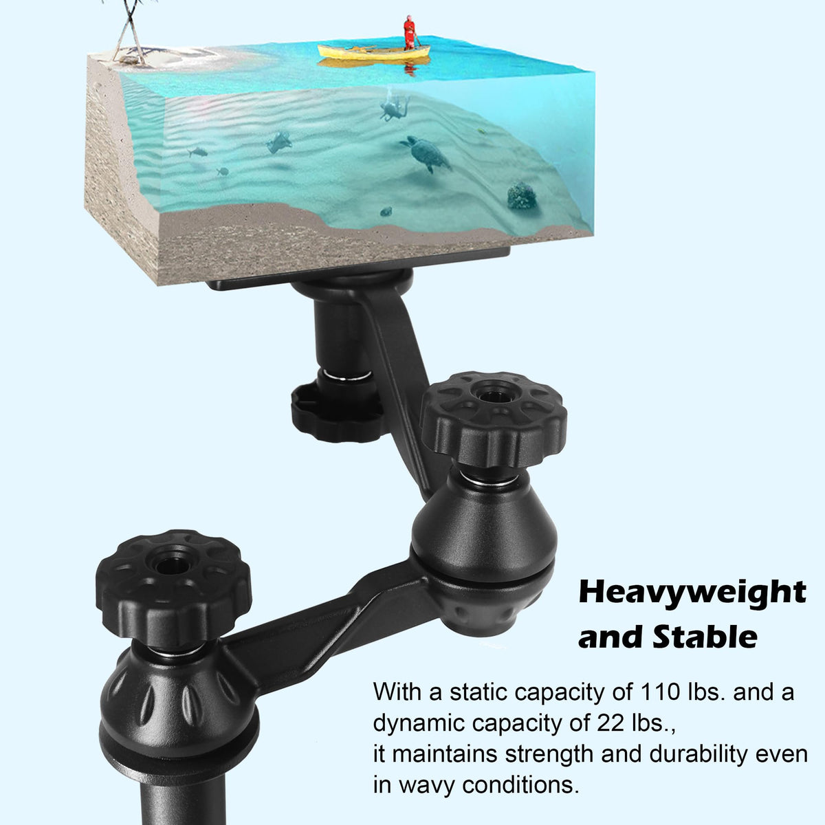 Telescopic Fish Finder Mount for 7"-16" Screens, Dual Swing Arm
