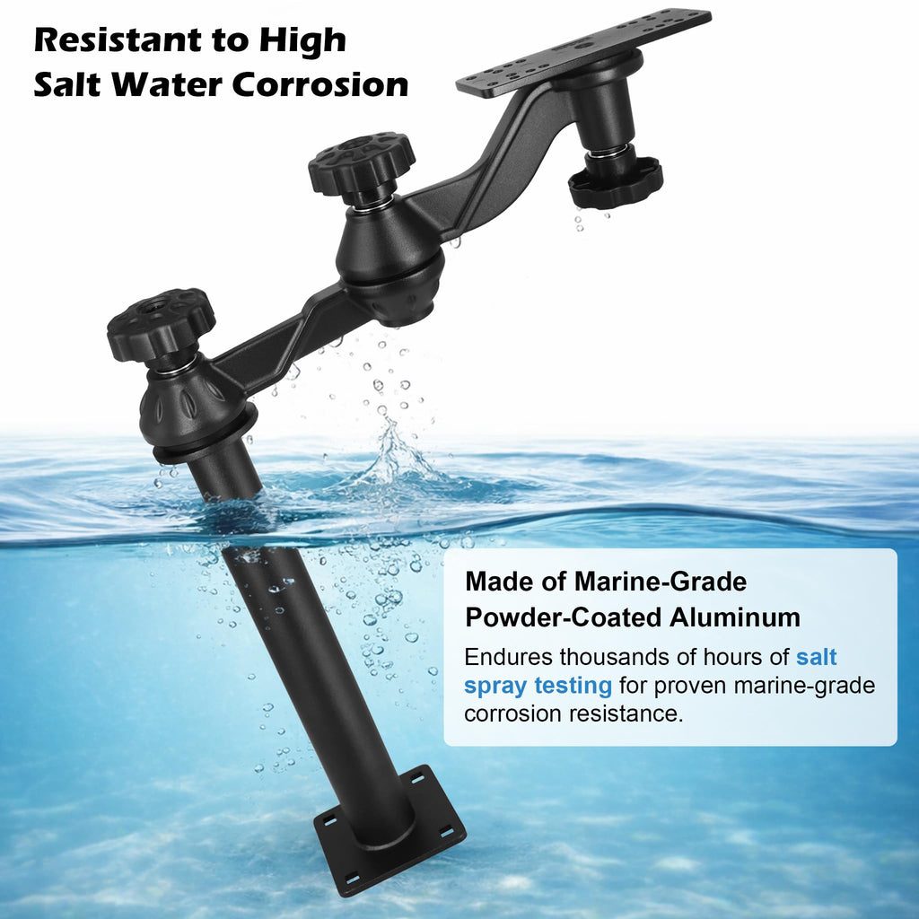 Telescopic Fish Finder Mount for 7"-16" Screens, Dual Swing Arm