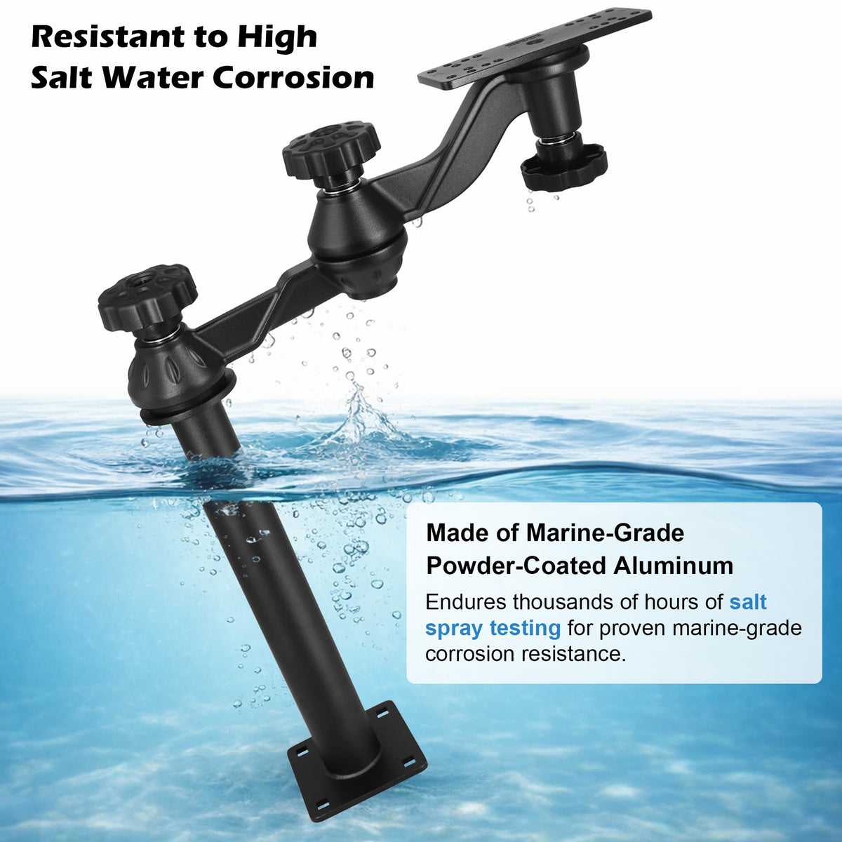 Telescopic Fish Finder Mount for 7"-16" Screens, Dual Swing Arm