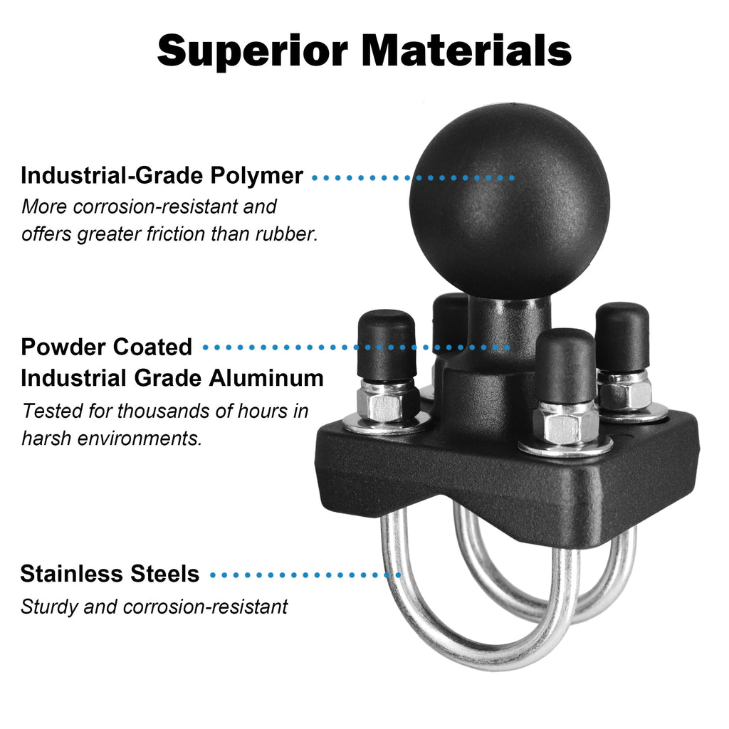 1.5" Ball U-Bolt Base, Marine Rail Forklift Pipe Mount
