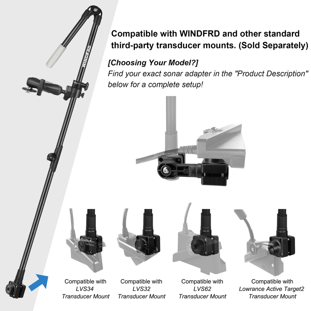 Foldable Live Sonar Scope Transducer Pole, FFS Mount