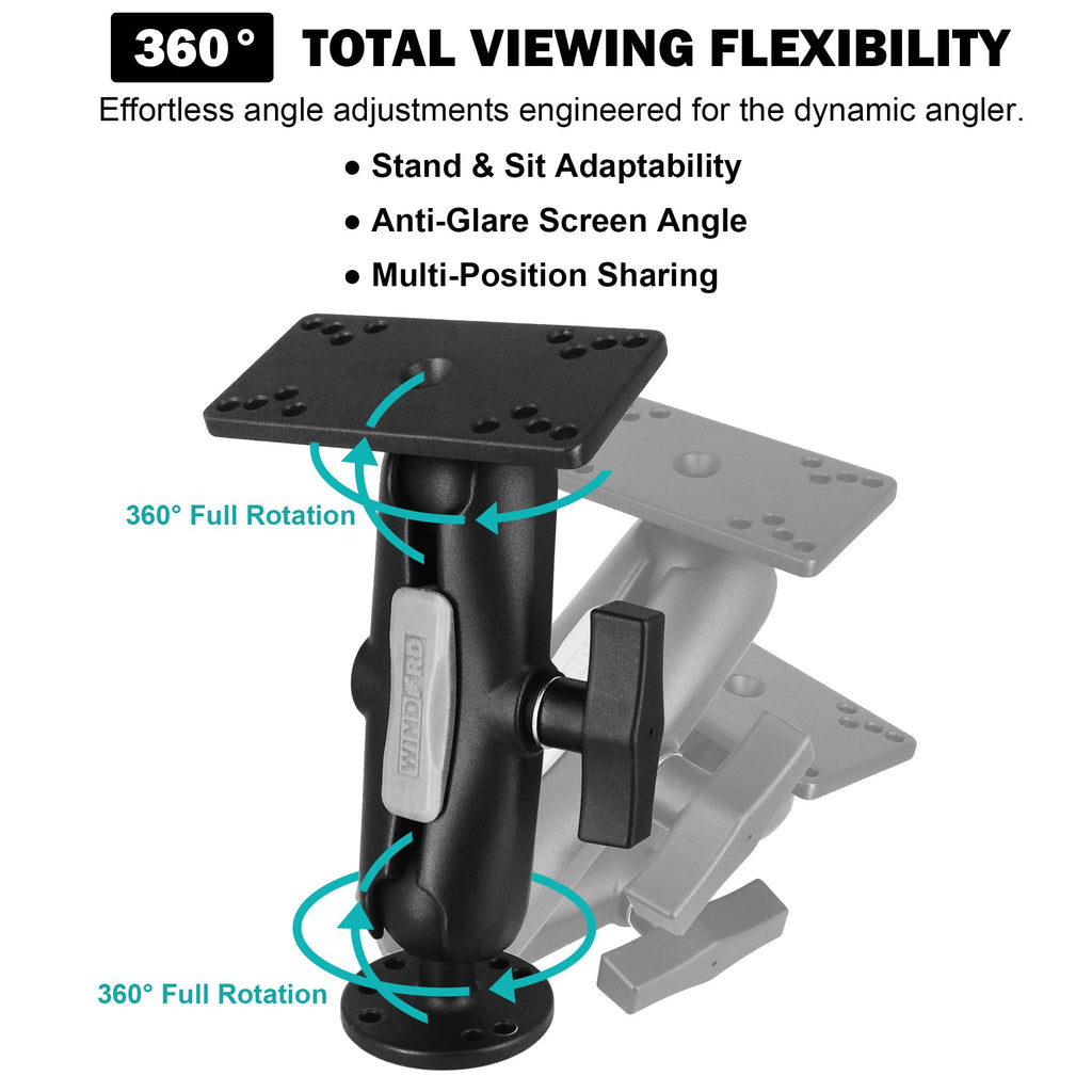 Aluminum Fish Finder Mount with 1.5" Ball, Graph Holder for Helix 5 Helix 7