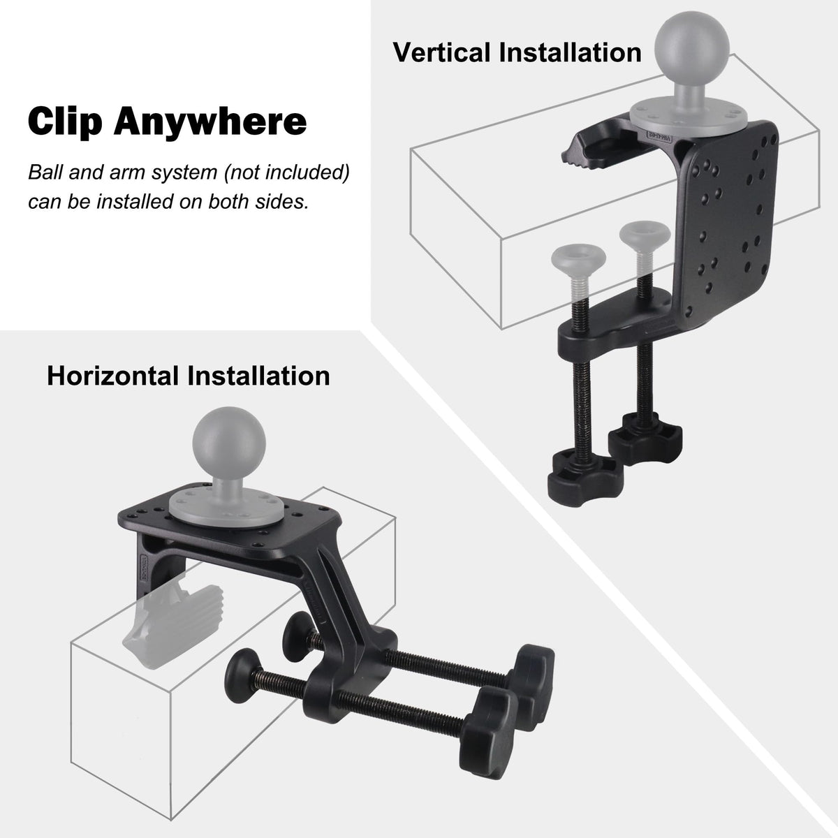 Aluminum Heavy Duty Large Boat Gunwale Clamp Mount Base