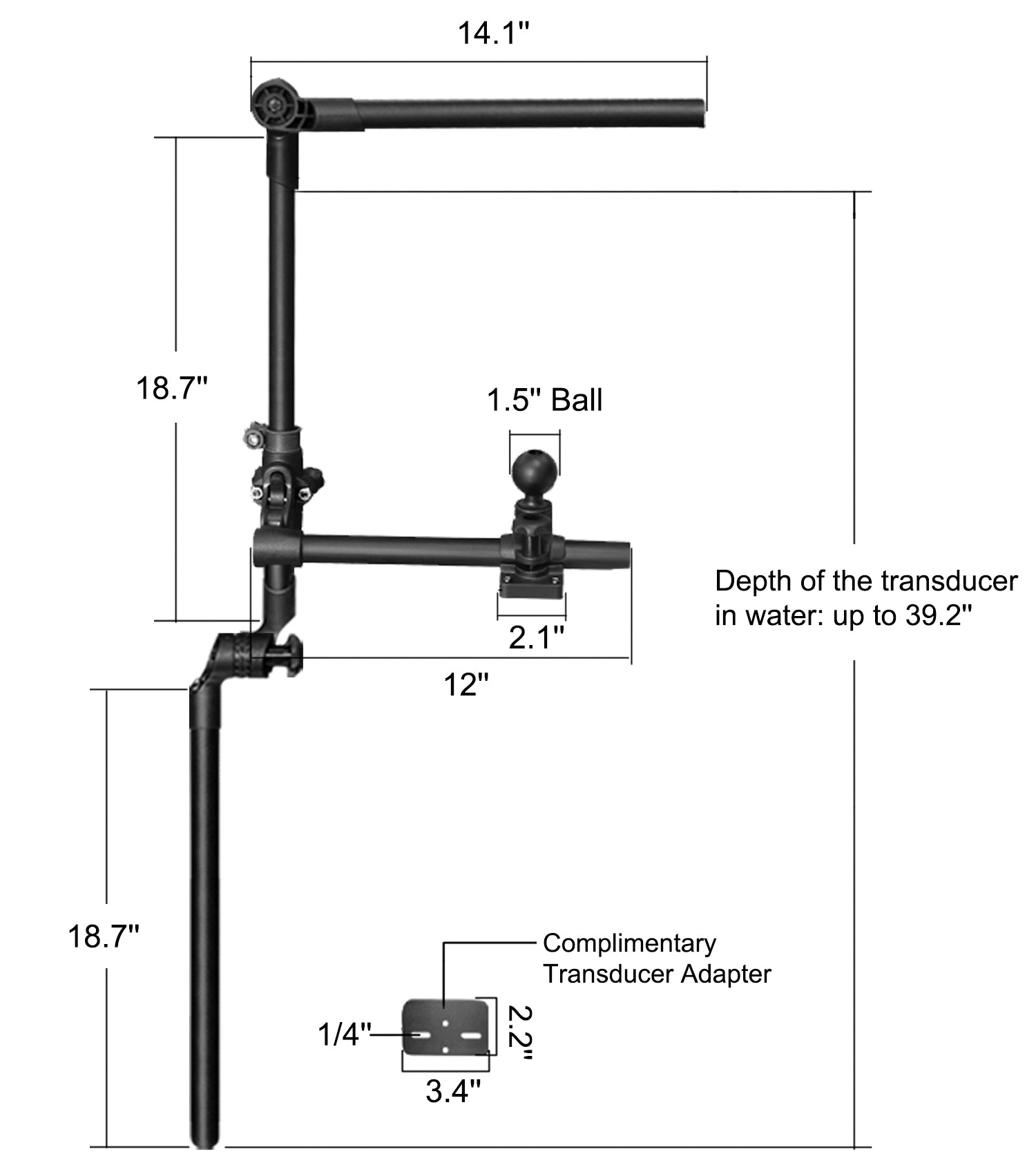 Livescope Transducer Pole Mount with Display Mount for Kayak (Foldable Extension)