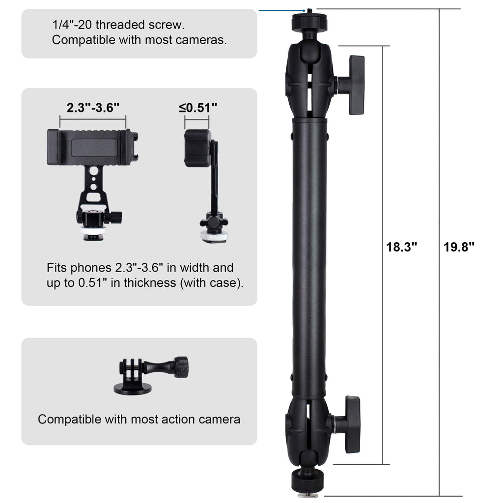 Kayak Camera Mount with 1.5" Track Ball