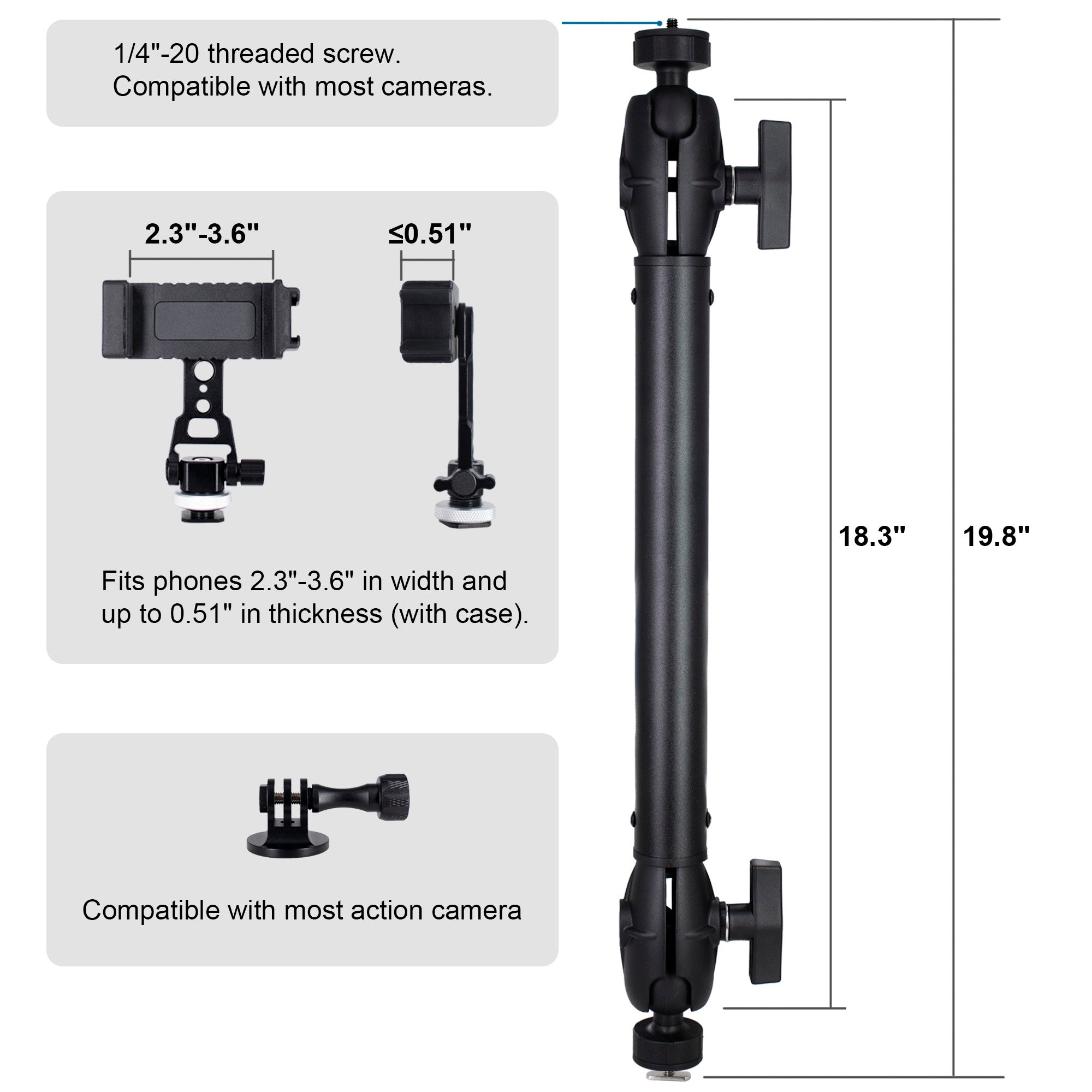 Kayak Camera Mount with 1.5" Track Ball