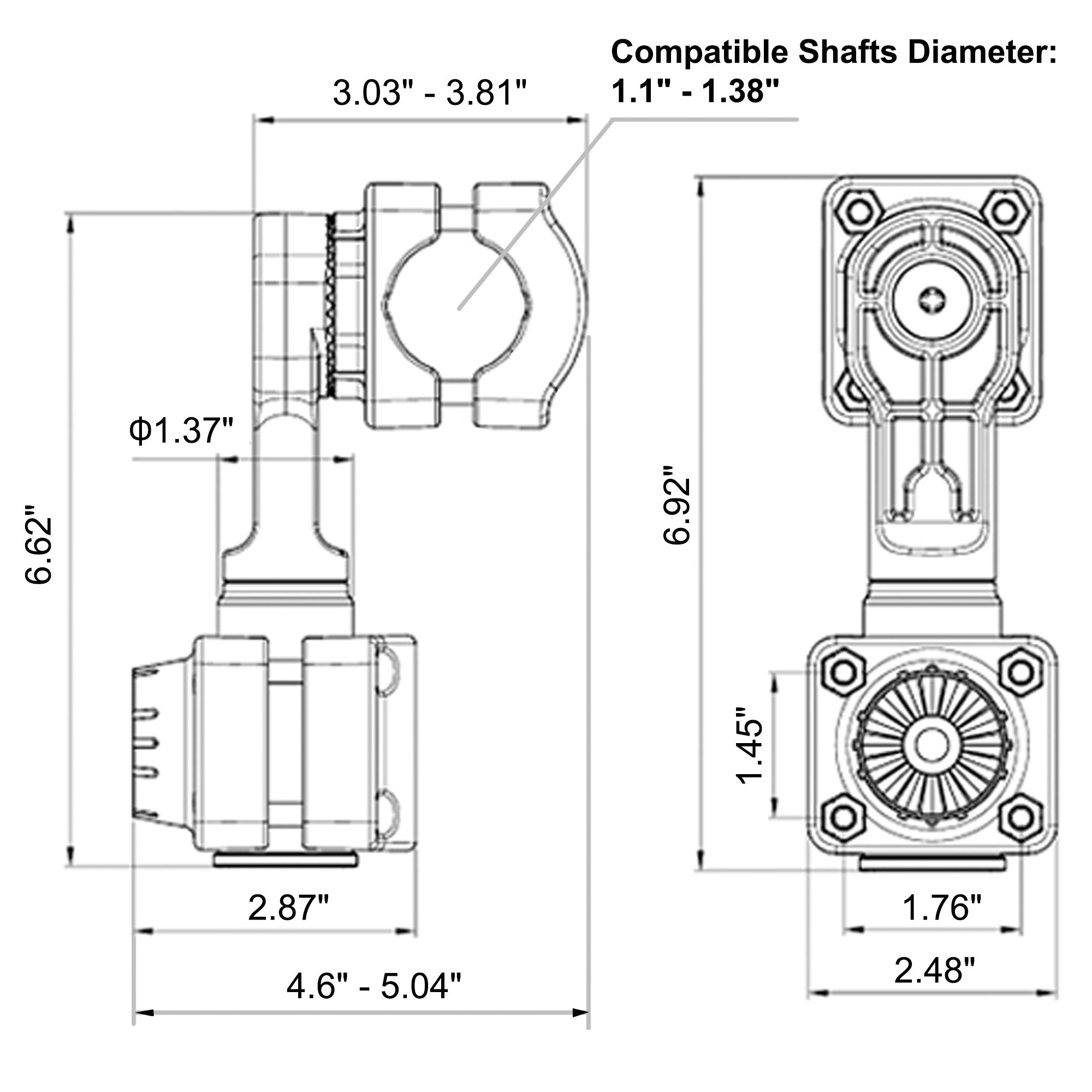 0 Degree Pole Mount Compatible with Garmin LiveScope Plus LVS34, Replaces 010-13228-03