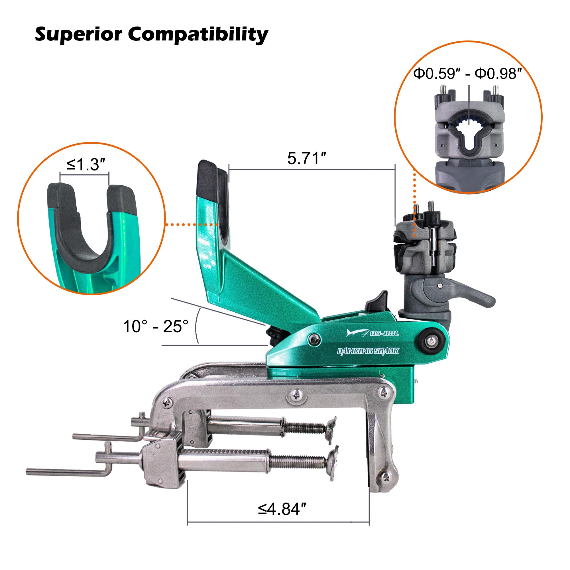 WINDFRD Offshore Trolling Fishing Rod Holder with Enlarge Clamp for Boat, Heavy-Duty for Big Game Fishing Rod, Innovative 1S Quick Release