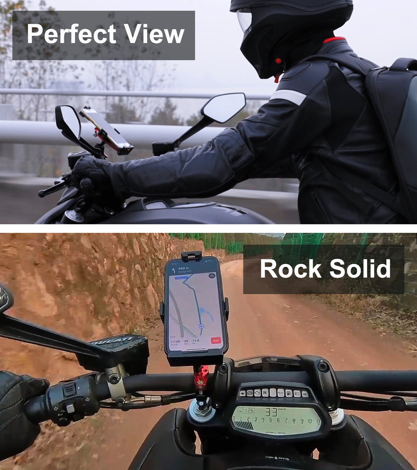 All Metal Motorcycle Phone Mount (Red)