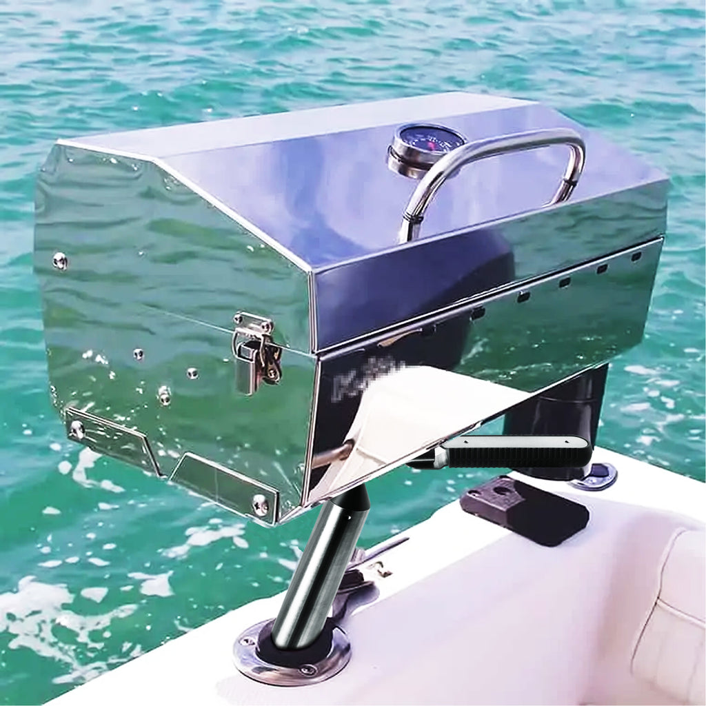 Stainless Steel Rod Holder Grill Mount for Boat ＆ Fishing BBQ/Barbecue, Compatible with Magma Marine Rectangular Grills & Tables, Saltwater Corrosion Resistant, Waterproof ＆ Adjustable