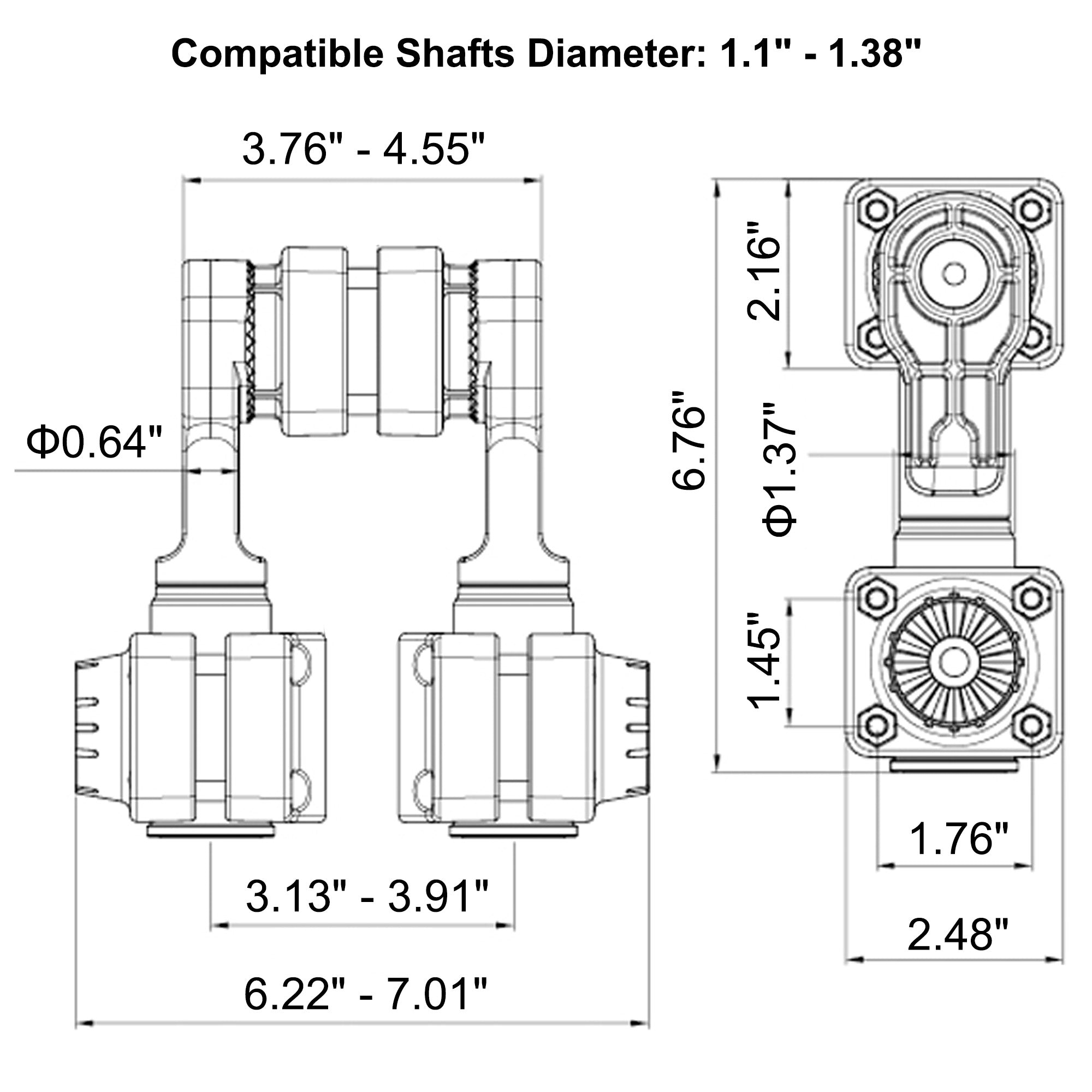 0 Degree Pole Mount Compatible with Garmin LiveScope Plus LVS34, Dual-Side Scan, Replaces 010-13228-03 (Double Mounts)