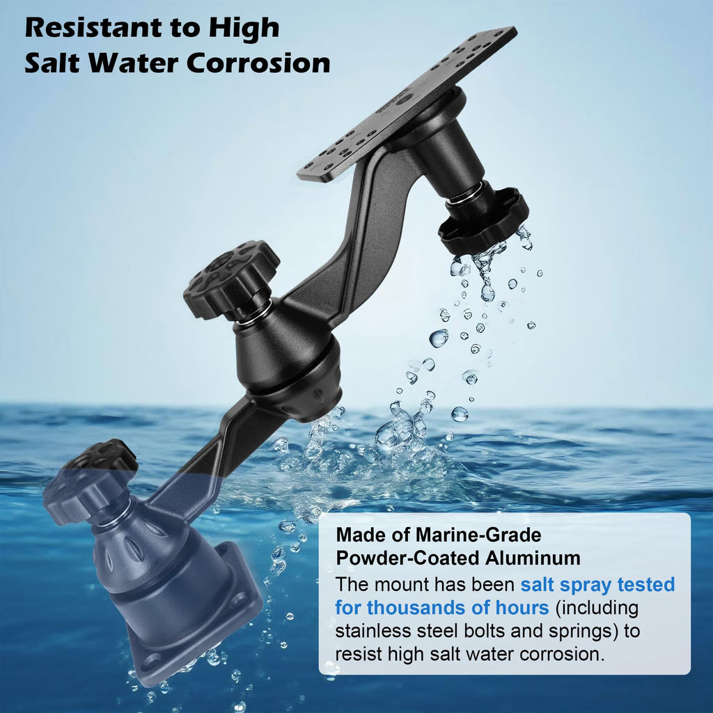Heavy Duty Fish Finder Mount for 7"-16" Screens, Dual-Joint Arm