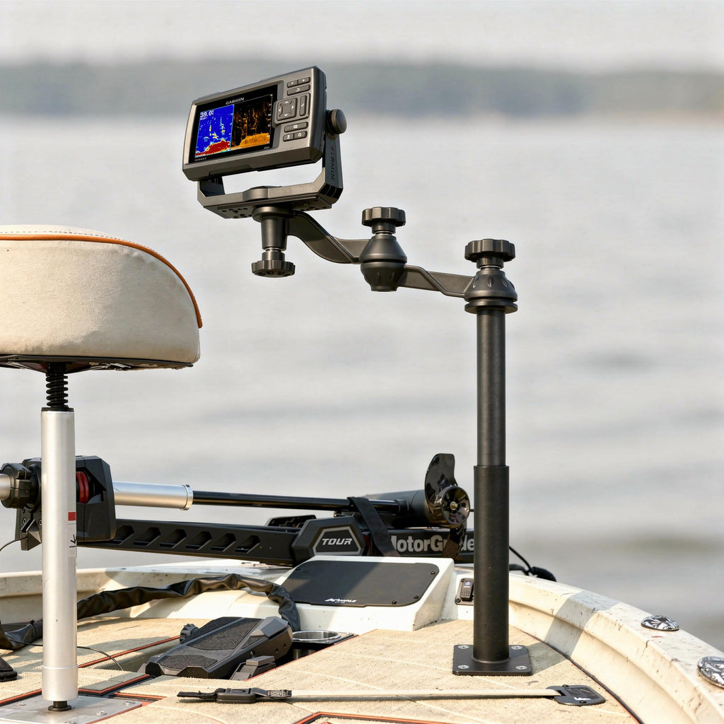 Telescopic Fish Finder Mount for 7"-16" Screens, Dual Swing Arm