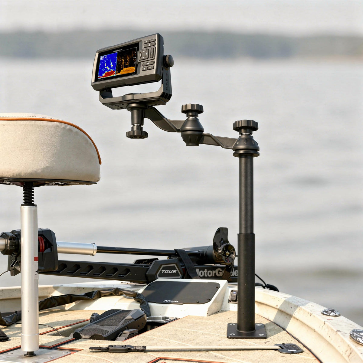 Telescopic Fish Finder Mount for 7"-16" Screens, Dual Swing Arm