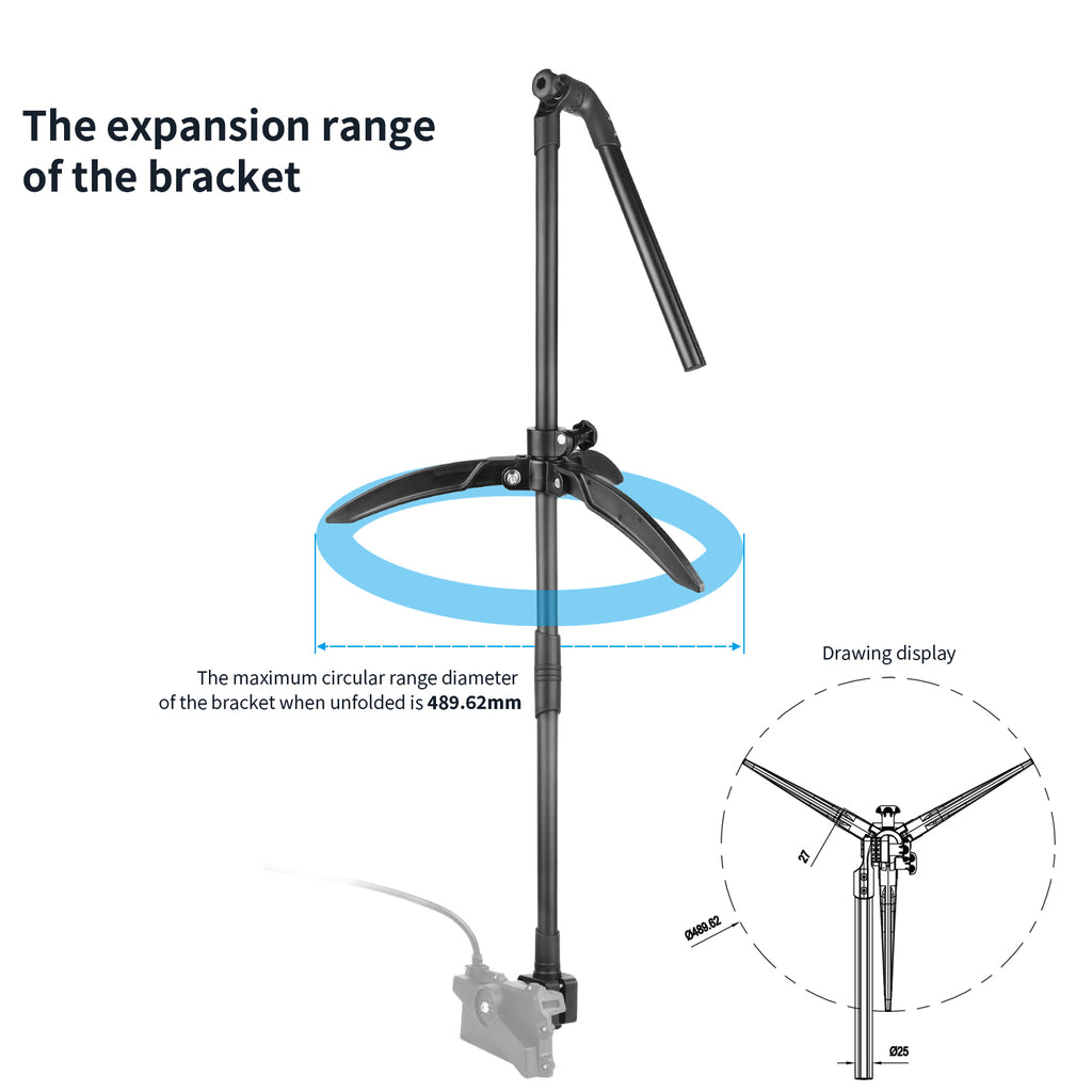 Ice Fishing Transducer Mount for Garmin LVS34, Compatible with 1.5-inch and C-Size Double Socket Arms