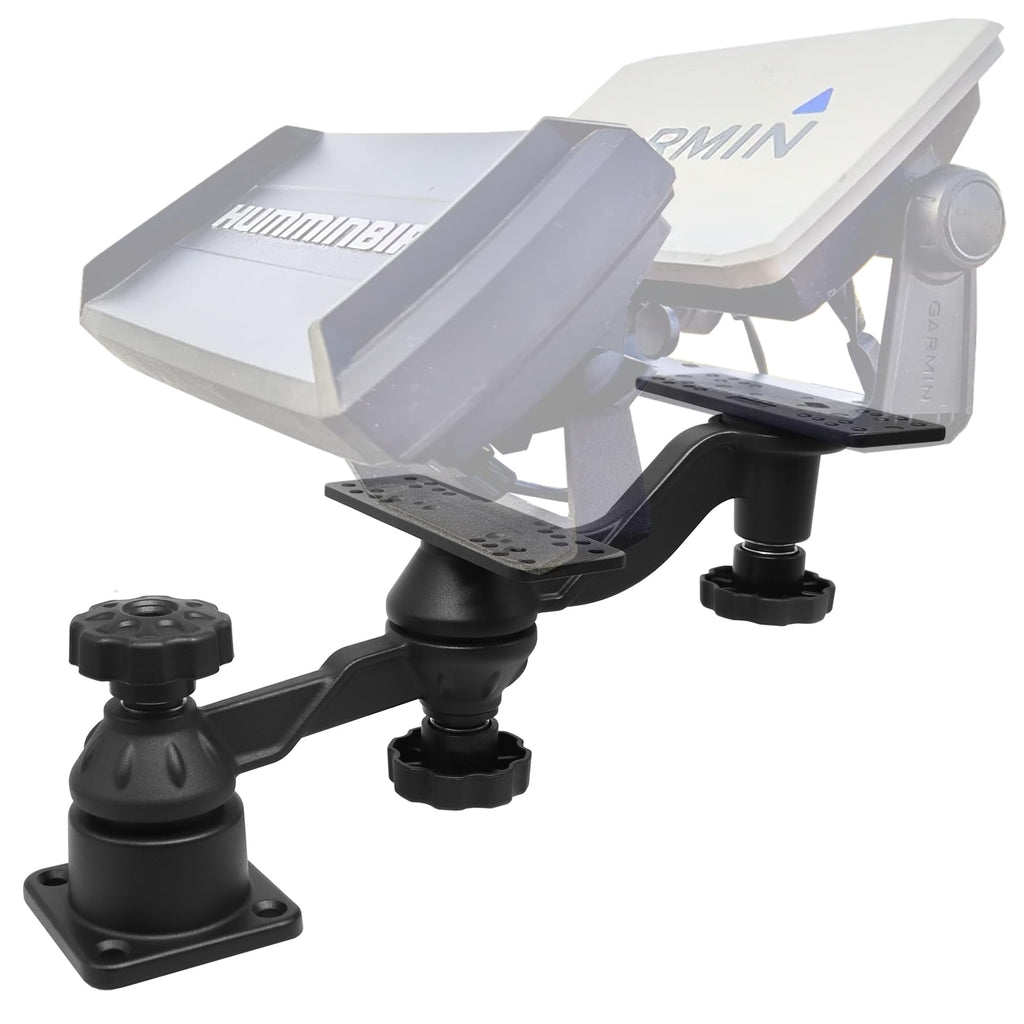 WINDFRD Aluminum Dual-Screen Fish Finder Mount, Marine Electronics Mount with Reinforced Dual Adjustable Arm for 5"-10" Depth Finder Display, Compatible with Garmin, Lowrance, Humminbird and More - image 1