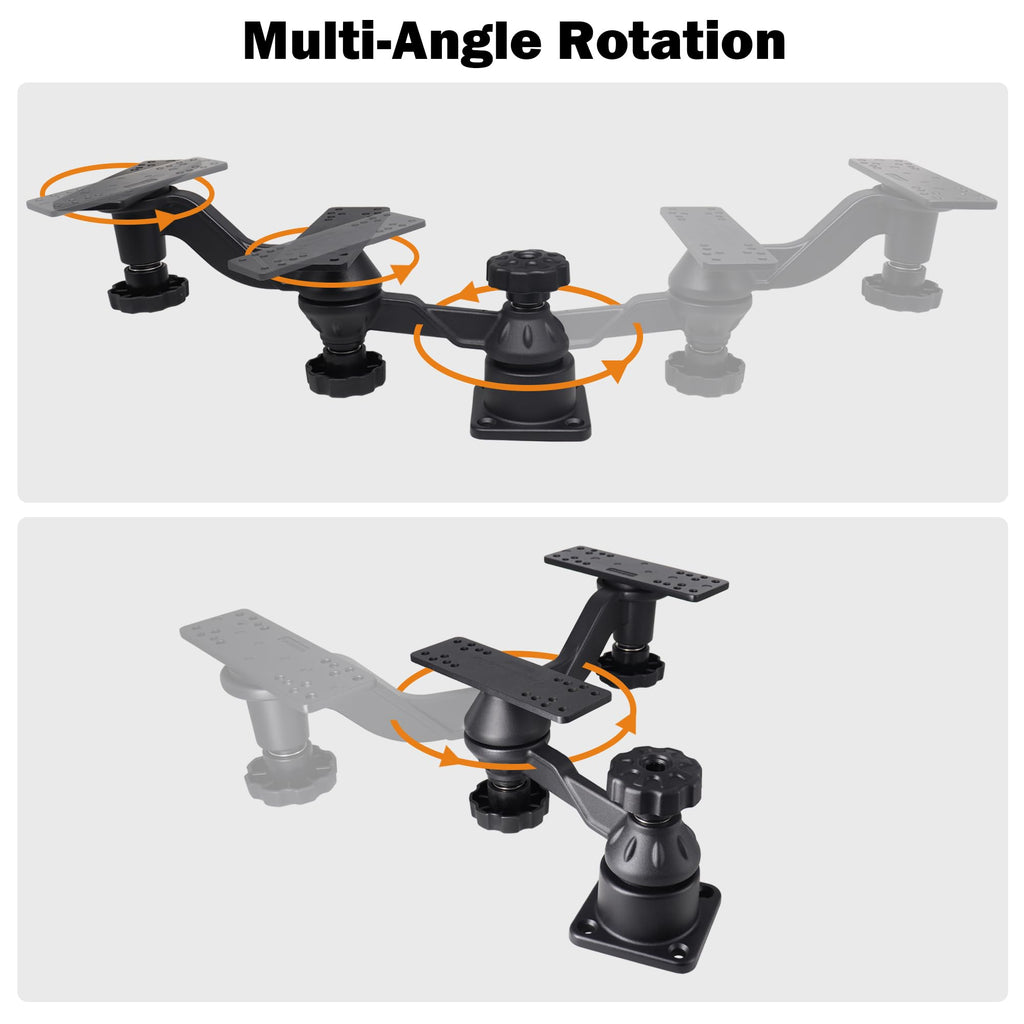 WINDFRD Aluminum Dual-Screen Fish Finder Mount, Marine Electronics Mount with Reinforced Dual Adjustable Arm for 5"-10" Depth Finder Display, Compatible with Garmin, Lowrance, Humminbird and More - image 5