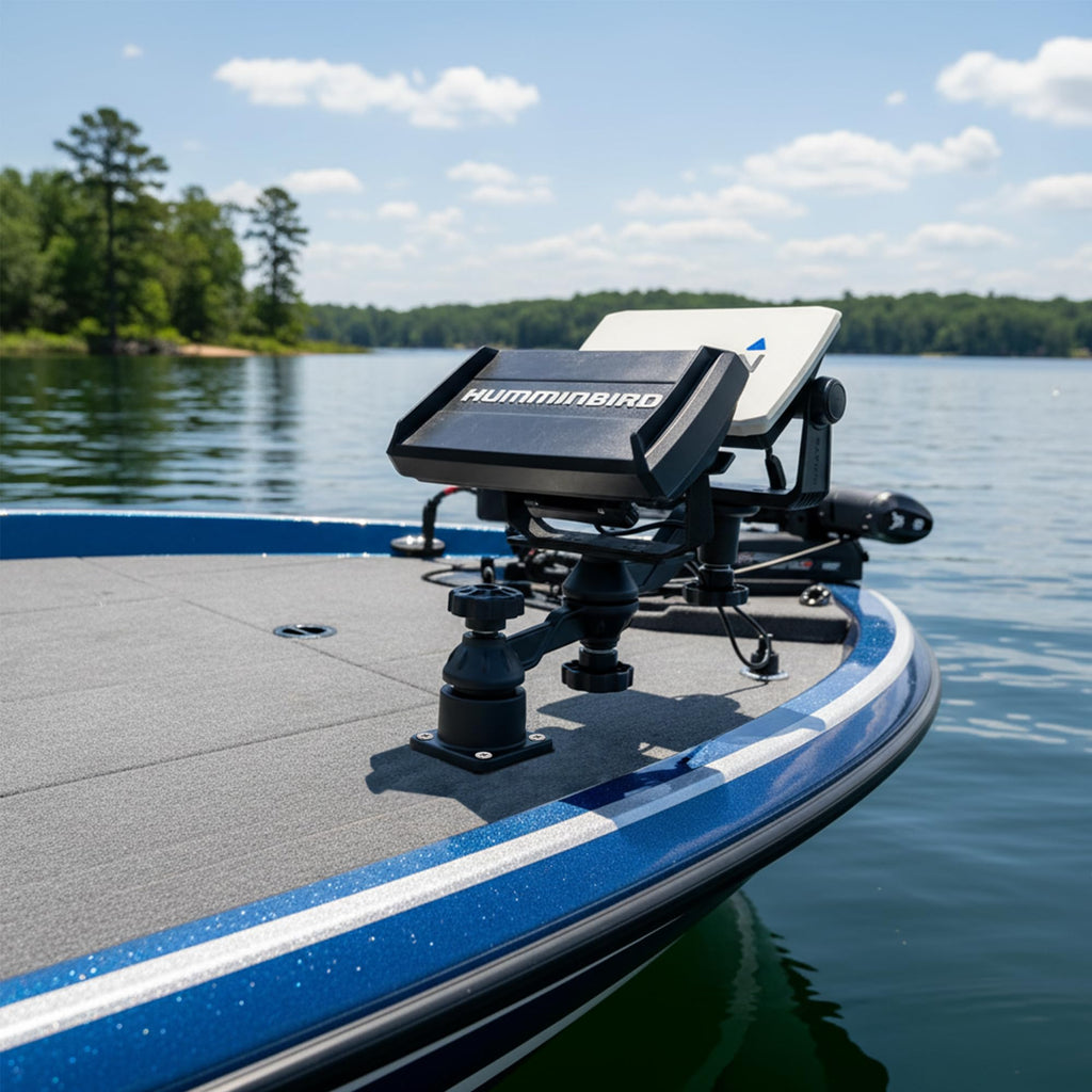 WINDFRD Aluminum Dual-Screen Fish Finder Mount, Marine Electronics Mount with Reinforced Dual Adjustable Arm for 5"-10" Depth Finder Display, Compatible with Garmin, Lowrance, Humminbird and More - image 6