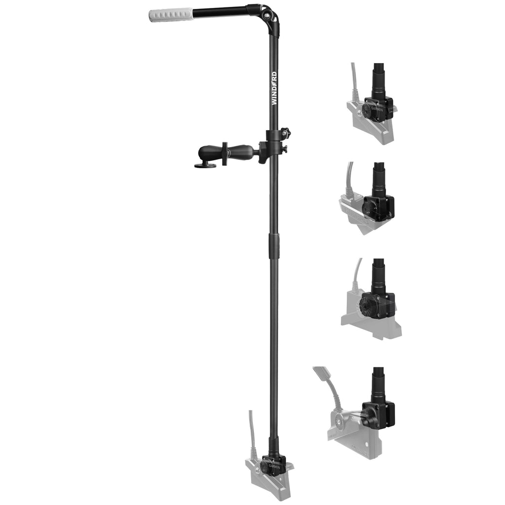 WINDFRD Livescope Transducer Pole Mount for Kayak/Boat, 0 Degree Pole Mount Compatible with Garmin LVS34/32/62 and Lowrance ActiveTarget2, Includes Luminous Handle Sleeve and T-Bolt Attachment - image 1