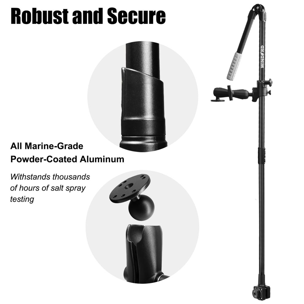 WINDFRD Livescope Transducer Pole Mount for Kayak/Boat, 0 Degree Pole Mount Compatible with Garmin LVS34/32/62 and Lowrance ActiveTarget2, Includes Luminous Handle Sleeve and T-Bolt Attachment - image 5