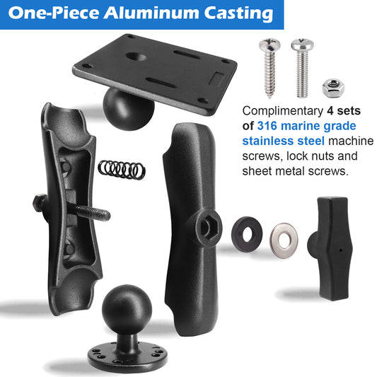 Support d'écran industriel en aluminium 1,5" avec plaque VESA, 75 x 75 mm, support de télévision pour camion, rotatif à 360°, compatible avec les supports Ram, iBOLT et autres accessoires de taille C.