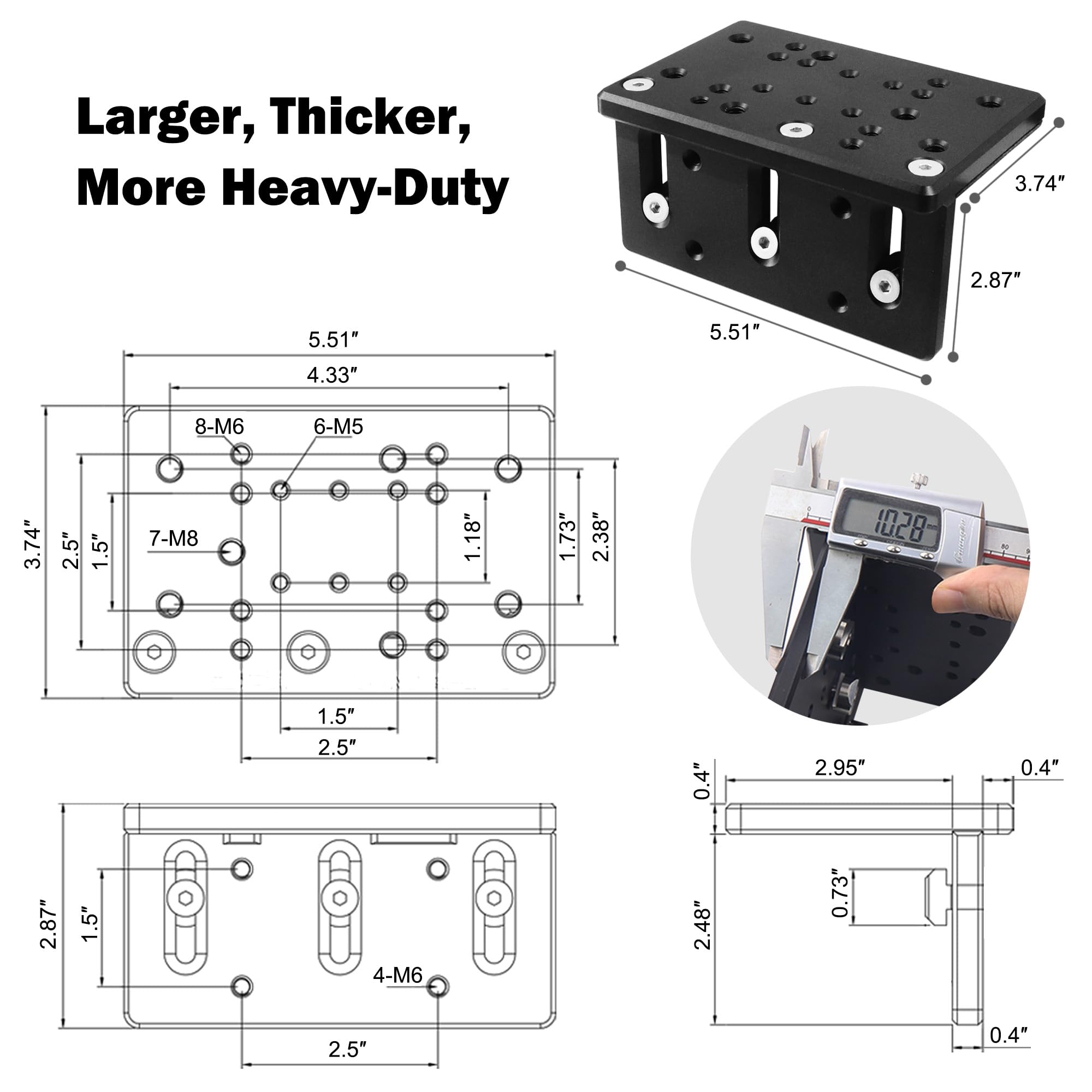 WINDFRD 90° Aluminum Boat Track Mount Base – Heavy-Duty Marine Bracket Compatible with Lund Sport Track, Versatrack, Tracker, Ranger & Lowe, Compatible with RAM Accessory (Large) - image 3