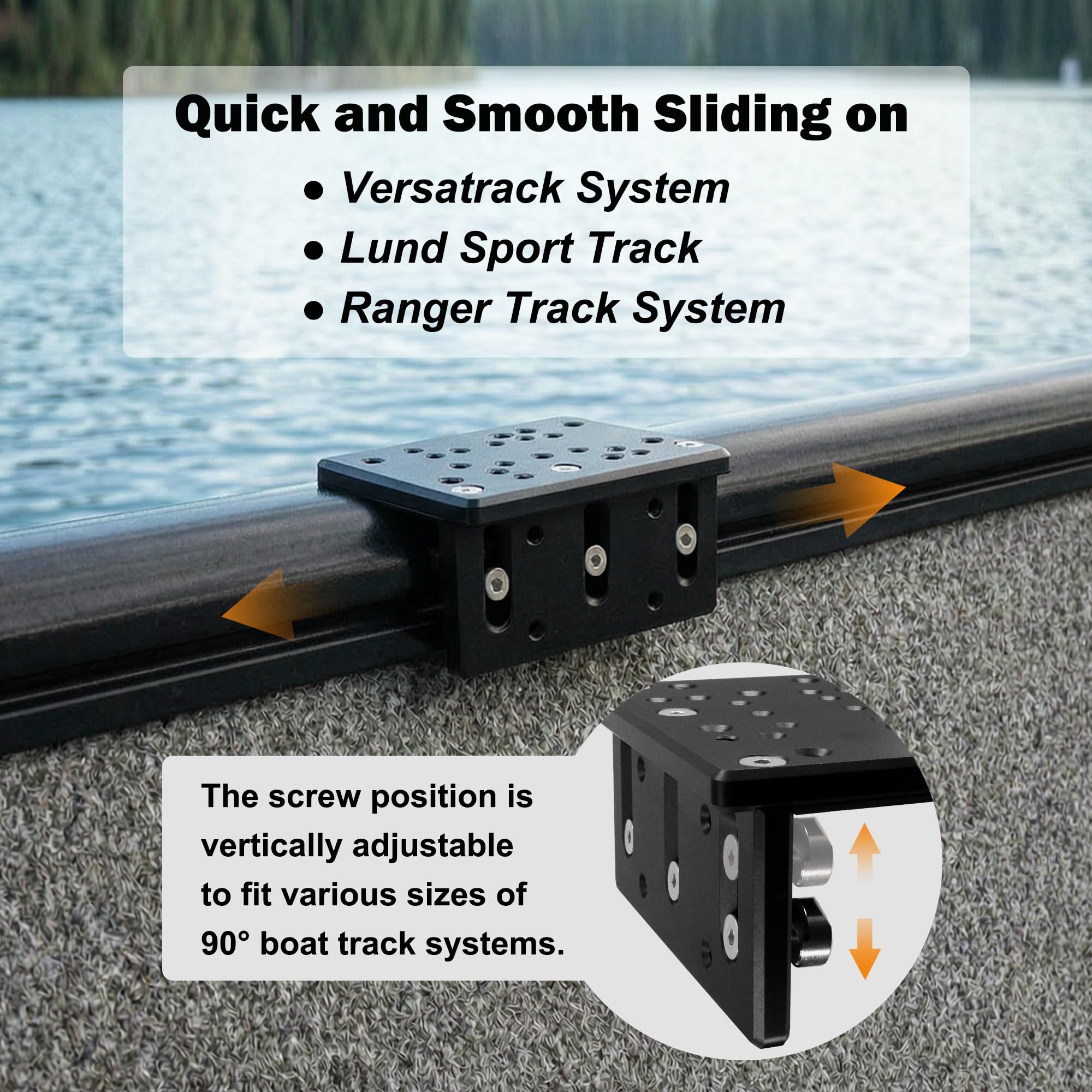 WINDFRD 90° Aluminum Boat Track Mount Base – Heavy-Duty Marine Bracket Compatible with Lund Sport Track, Versatrack, Tracker, Ranger & Lowe, Compatible with RAM Accessory (Large) - image 4