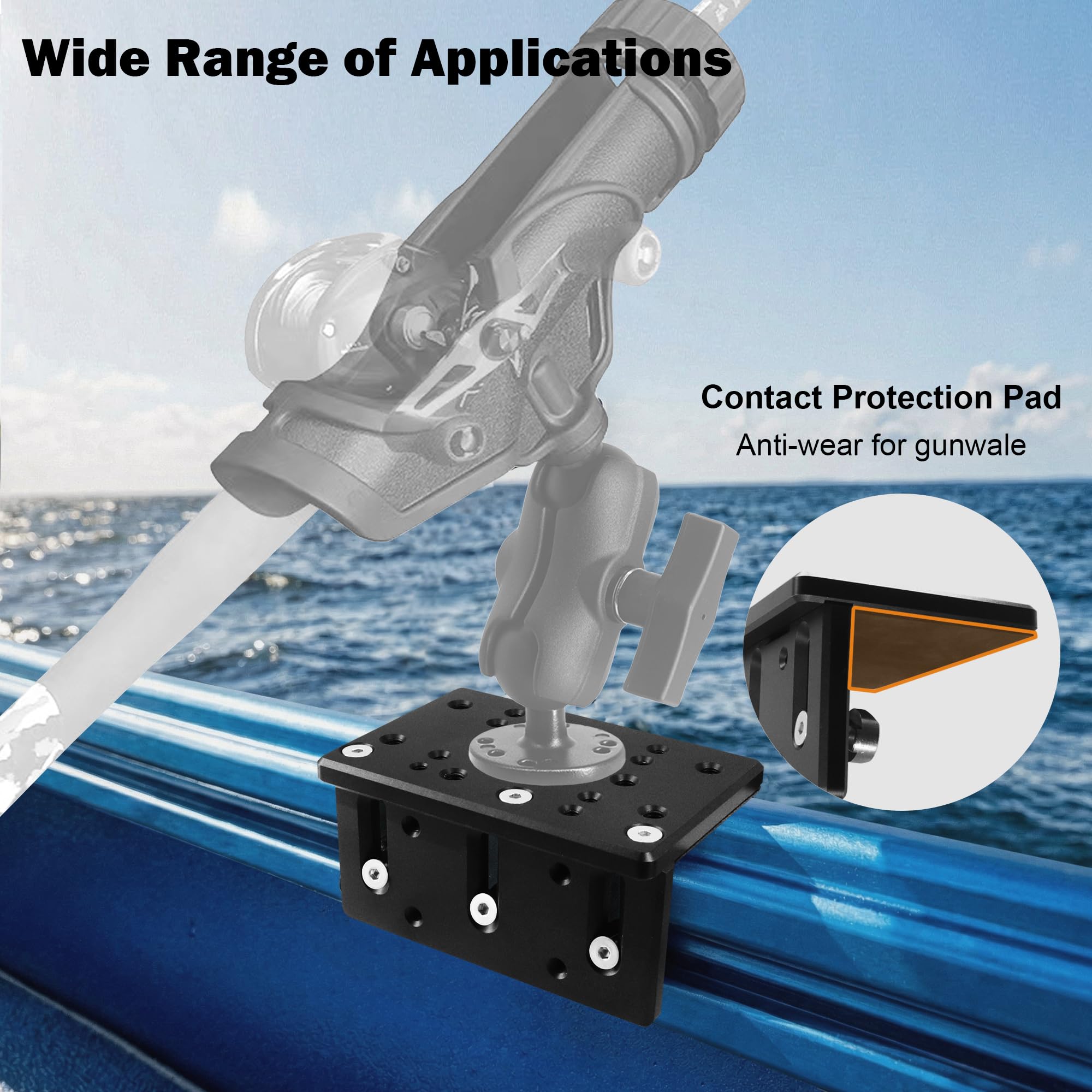 WINDFRD 90° Aluminum Boat Track Mount Base – Heavy-Duty Marine Bracket Compatible with Lund Sport Track, Versatrack, Tracker, Ranger & Lowe, Compatible with RAM Accessory (Large) - image 6