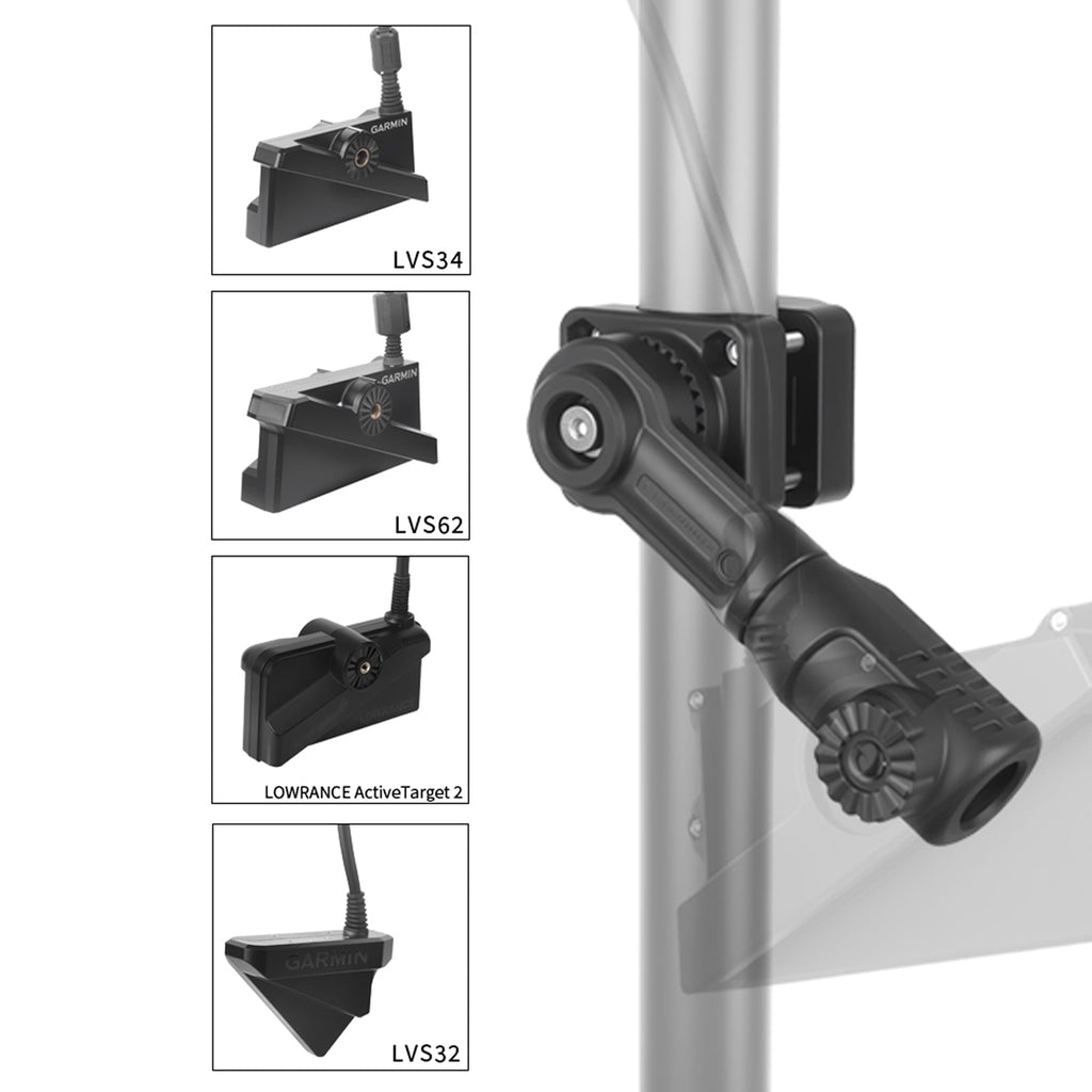 Aluminum Alloy Casting 0 Degree Pole Mount Compatible with Garmin LiveScope Plus LVS34, LVS62, LVS32, Lowrance Active Target2, All in One