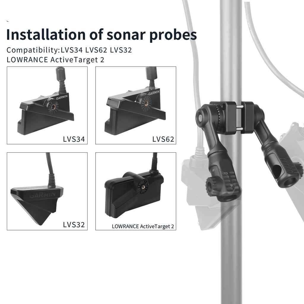 Aluminum Alloy Casting 0 Degree Pole Dual Mount Compatible with Garmin LiveScope Plus LVS34, LVS62, LVS32, Lowrance Active Target2, All in One