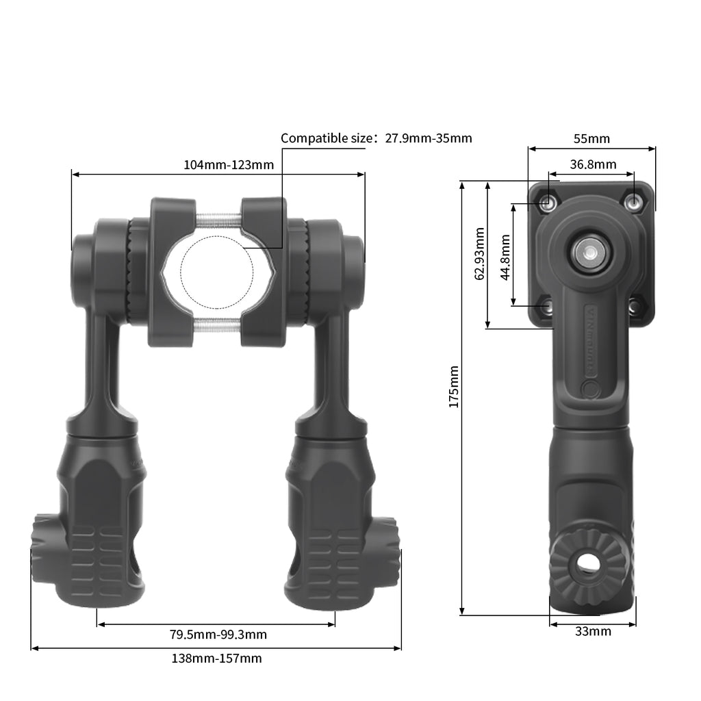 Aluminum Alloy Casting 0 Degree Pole Dual Mount Compatible with Garmin LiveScope Plus LVS34, LVS62, LVS32, Lowrance Active Target2, All in One
