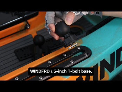 WINDFRD Lot de 2 supports à rotule de 1,5" avec fixation par boulon en T pour rail de kayak/bateau, compatibles avec RAM, Arkon, iBolt et autres supports à rotule de 1,5"/taille C, pour support de détecteur de poissons/GPS